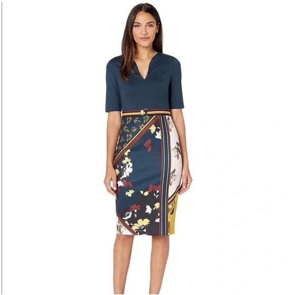 Ted Baker Madiiy Savanna Dress Bodycon Mixed Print - Picture 3 of 8